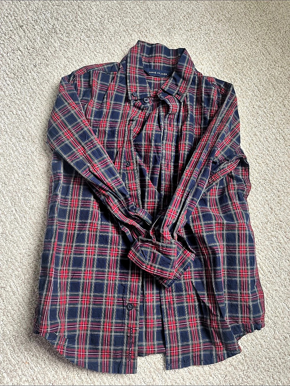Janie and Jack Plaid collard button shirt in Blue & Red Size 6 Like New